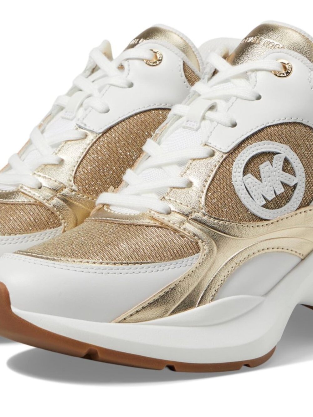 Michael Kors Zuma Trainer Women’s Size 9M Gold White Sneakers Designer Shoes